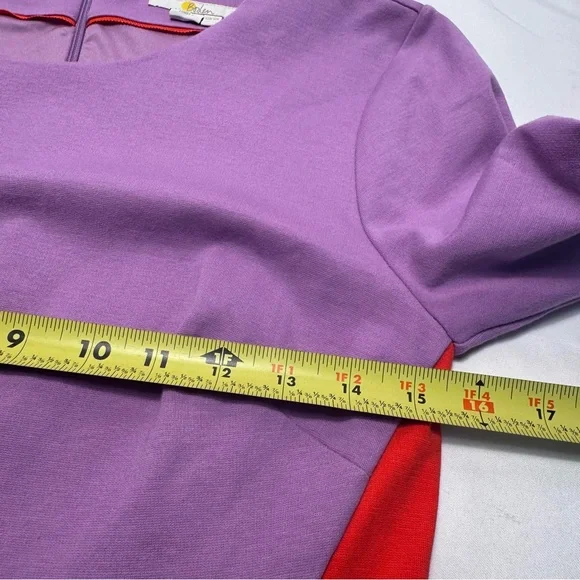 Boden Fit & Flare Midi Dress Purple Navy Blue Color block Ponte Knit Size‎ 6L - Picture 9 of 11